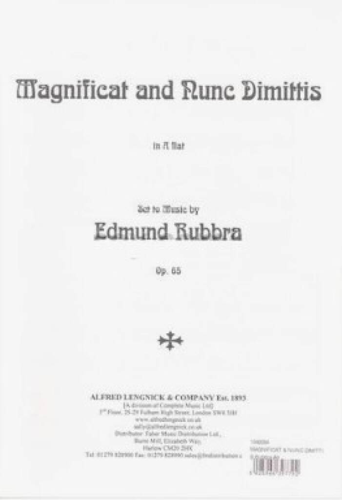 Edmund Rubbra: Magnificat and nunc dimittis Opus 65: Gemischter Chor mit Begleitung