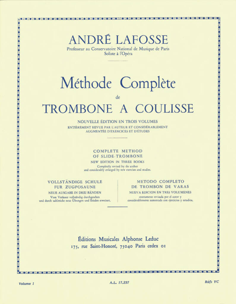 Méthode de Trombone, Volume 1