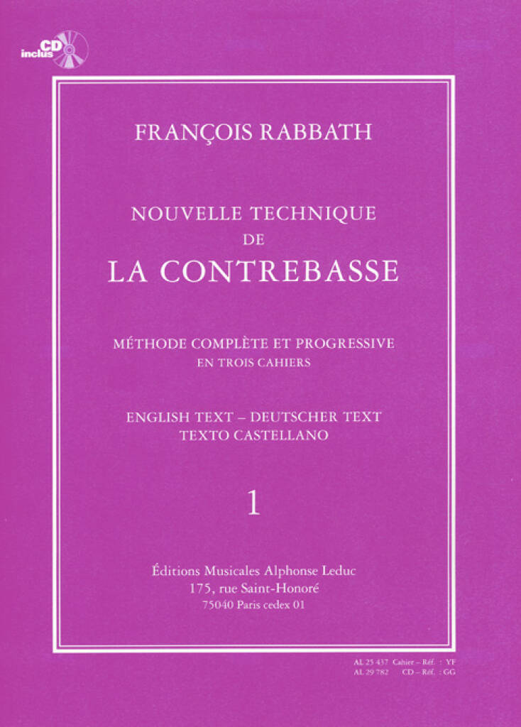 Nouvelle Technique de la Contrebasse, Cahier 1