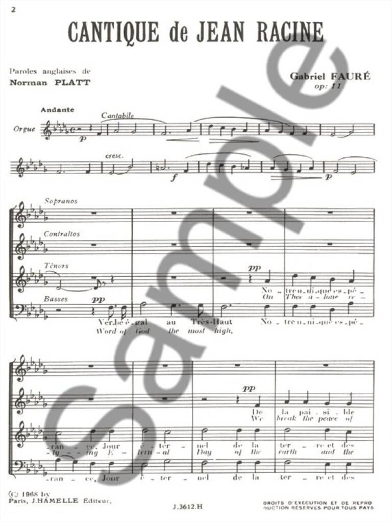 Gabriel Fauré: Cantique De Jean Racine Op.11: Gemischter Chor mit Begleitung