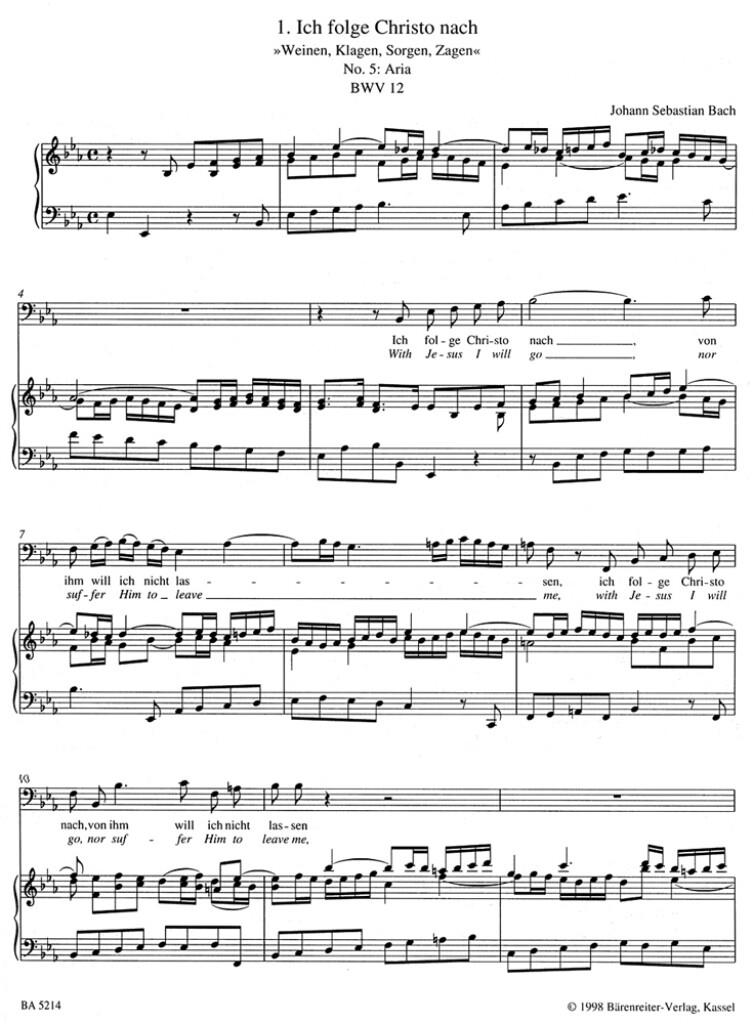 Johann Sebastian Bach: Arien für Bass: Gesang mit Klavier
