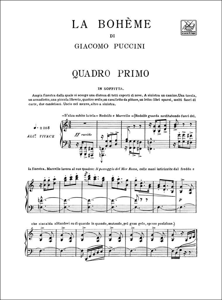 Giacomo Puccini: La Bohème: Opern Klavierauszug