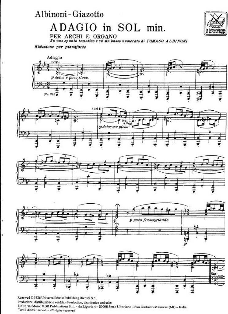 Tomaso Albinoni: Adagio in sol minore (g minor): Streichensemble