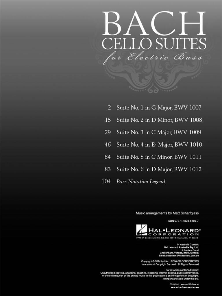 Johann Sebastian Bach: Cello Suites For Electric Bass: Bassgitarre Solo