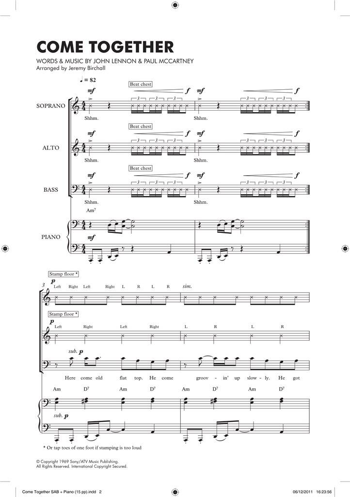 John Lennon: Come Together: (Arr. Jeremy Birchall): Gemischter Chor mit Klavier/Orgel