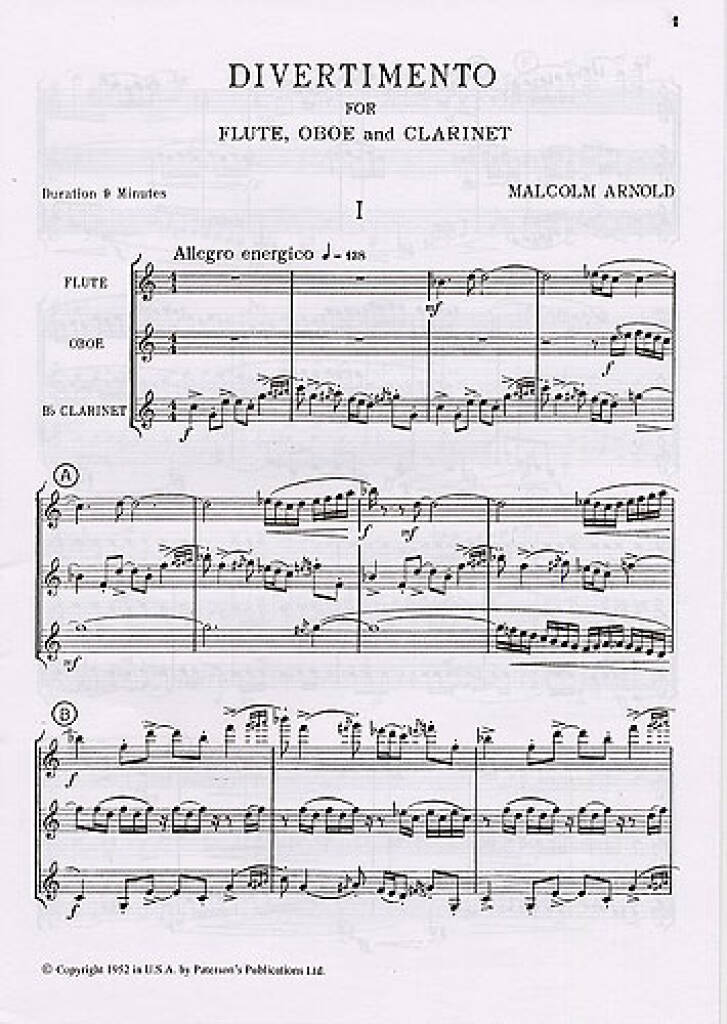 Malcolm Arnold: Divertimento For Wind Trio Op.37: Bläserensemble