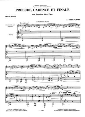Alfred Desenclos: Prelude Cadence Et Finale: Altsaxophon mit Begleitung