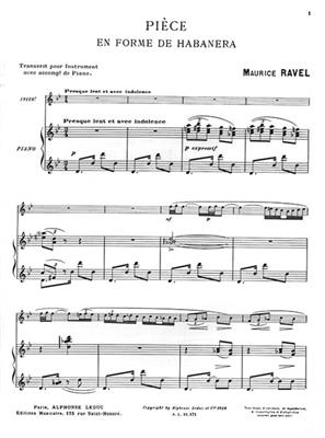 Maurice Ravel: Pièce En Forme De Habanera pour violon et piano: Violine mit Begleitung