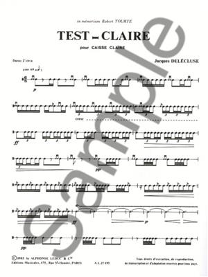Jacques Delécluse: Test-Claire (Snare Drum): Snare Drum