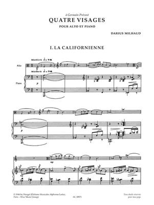 Darius Milhaud: Quatre Visages: Viola mit Begleitung