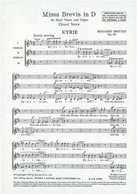 Benjamin Britten: Missa Brevis in D op. 63: Kinderchor mit Klavier/Orgel