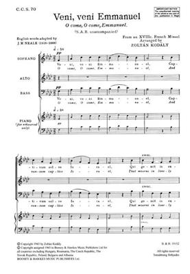 Zoltán Kodály: O Come, O Come, Emmanuel: Gemischter Chor A cappella