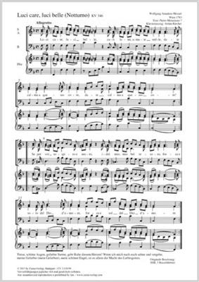 Wolfgang Amadeus Mozart: Luci care, luci belle: (Arr. Armin Kircher): Gemischter Chor mit Klavier/Orgel
