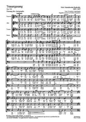 Felix Mendelssohn Bartholdy: Trauergesang: Gemischter Chor mit Begleitung