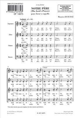 Maurice Duruflé: Notre Père Op. 14 (The Lord's Prayer): Gemischter Chor A cappella
