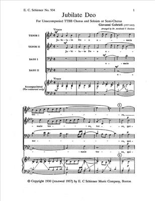 Giovanni Gabrieli: Jubilate Deo: (Arr. A. T. Davison): Männerchor A cappella