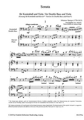 Johannes Sperger: Sonata für Kontrabass und Viola: (Arr. Tobias Glockler): Klavier Solo