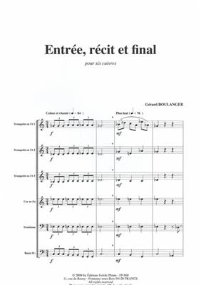 Gérard Boulanger: Entér, Récit, Final: Blechbläser Ensemble