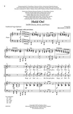 Hold On: (Arr. Brandon Boyd): Gemischter Chor mit Begleitung