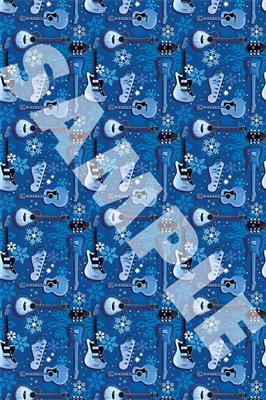 Wrapping Paper - Blue Guitars & Snowflakes Theme