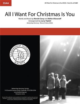 Mariah Carey: All I Want for Christmas Is You: (Arr. Larry Triplett): Frauenchor A cappella