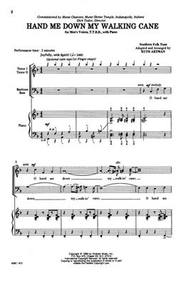 Hand Me Down My Walking Cane: (Arr. Ruth Artman): Männerchor mit Klavier/Orgel