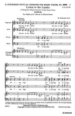 R. Nathaniel Dett: Listen to the Lambs: Gemischter Chor A cappella
