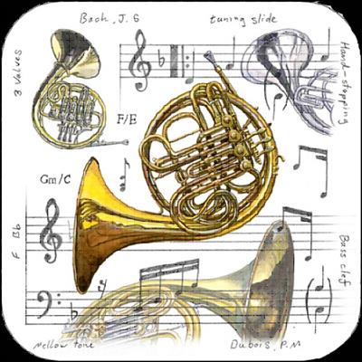 French Horn Coasters - Pack Of 4