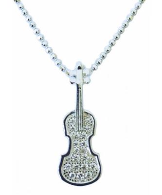 Sterling Silver Pendant - Violin & Stones