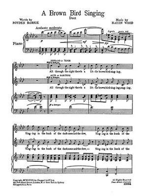 Haydn Wood: A Brown Bird Singing (Duet) in A Flat: Gesang mit Klavier