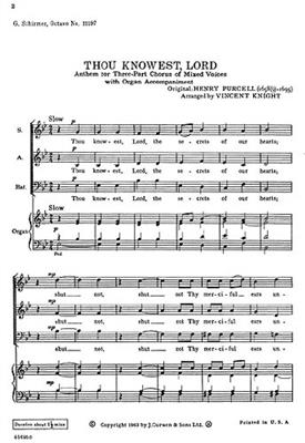 Henry Purcell: Thou Knowest, Lord: Gemischter Chor mit Klavier/Orgel