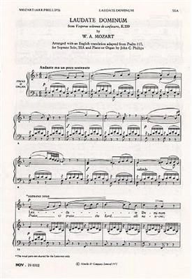 Wolfgang Amadeus Mozart: Laudate Dominum: (Arr. John C. Phillips): Frauenchor mit Klavier/Orgel