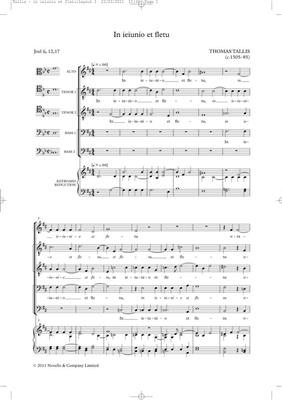 Thomas Tallis: In Jejunio Et Fletu (Tudor Anthems): Gemischter Chor mit Klavier/Orgel