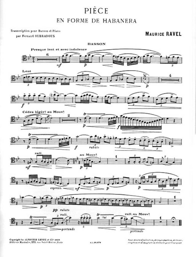 Maurice Ravel: Pièce En Forme De Habañera: Fagott mit Begleitung