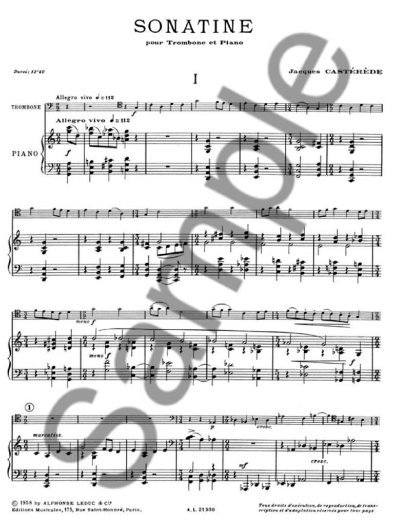 Jacques Castérède: Sonatine pour trombone et piano: Posaune mit Begleitung