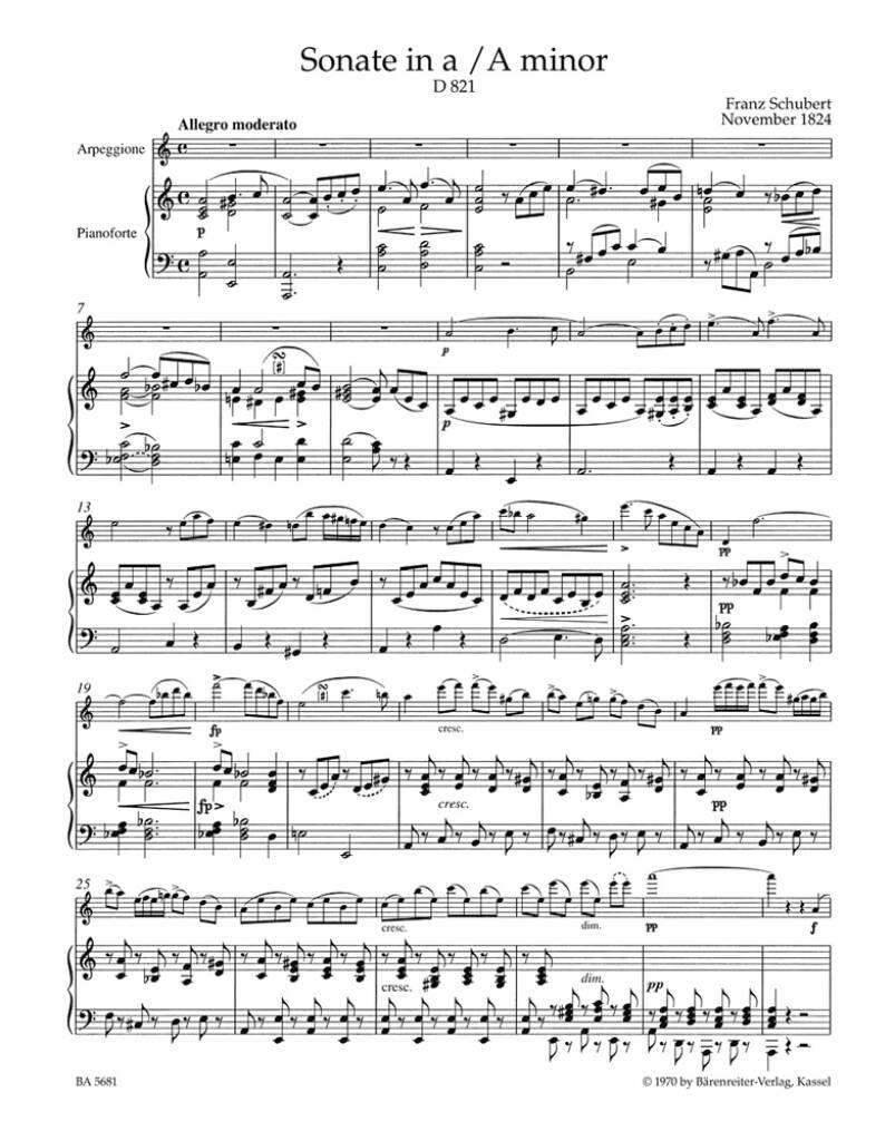 Franz Schubert: Sonate A Arpeggione: Flöte mit Begleitung
