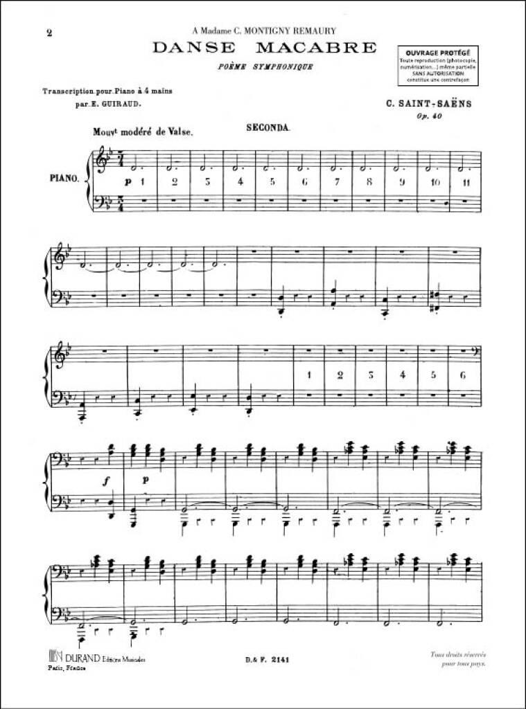 Camille Saint-Saëns: Danse Macabre Op. 40: Klavier vierhändig