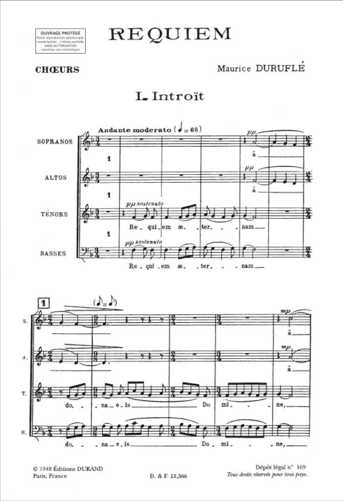 Maurice Duruflé: Requiem Opus 9 - Choral Score: Gemischter Chor mit Begleitung