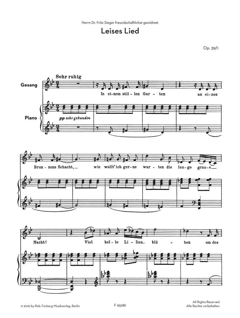 Richard Strauss: Fünf Lieder op. 39: Gesang mit Klavier