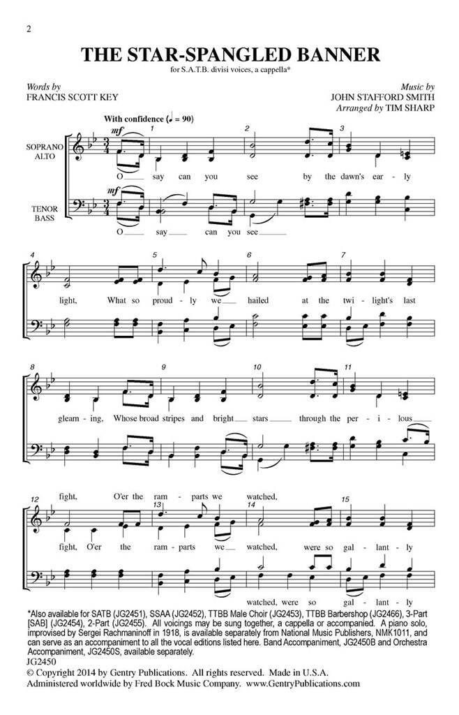 John Stafford Smith: The Star-Spangled Banner: (Arr. Tim Sharp): Gemischter Chor A cappella
