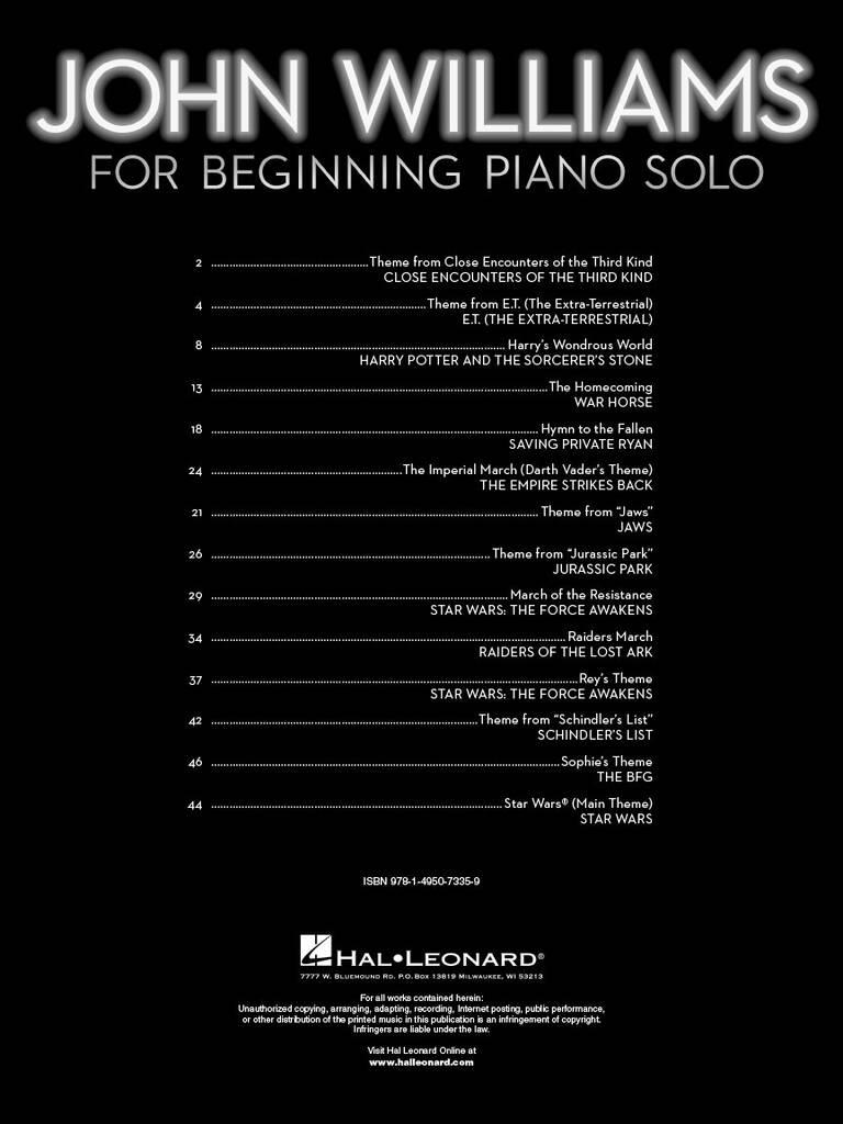 John Williams: John Williams for Beginning Piano Solo: Klavier Solo