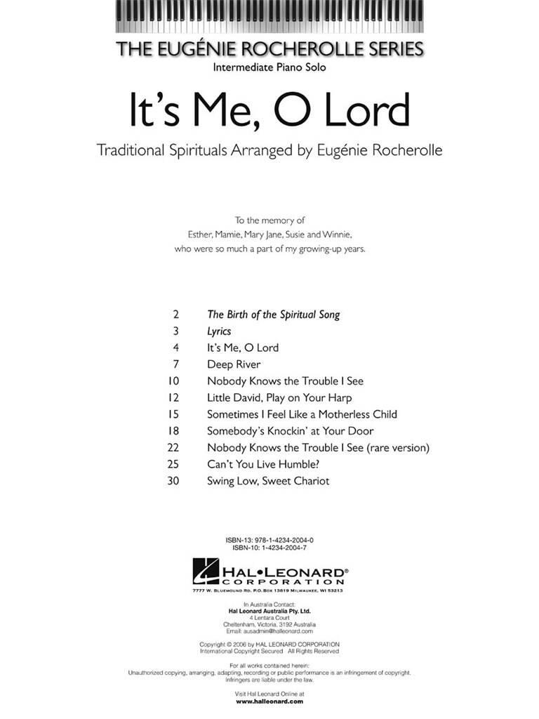 It's Me, O Lord: Klavier Solo