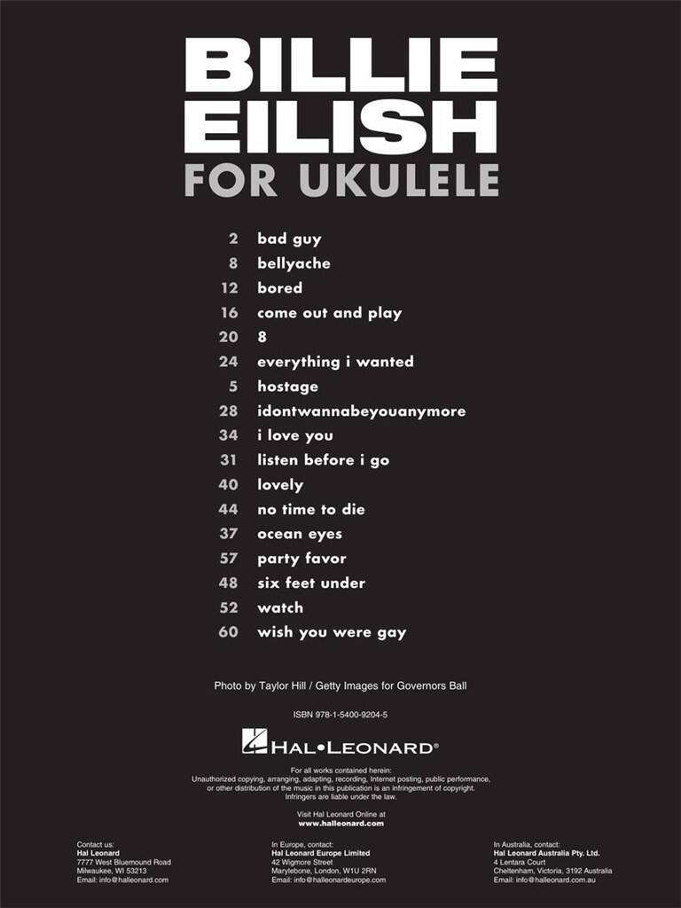 Billie Eilish: Billie Eilish For Ukulele: Ukulele Solo