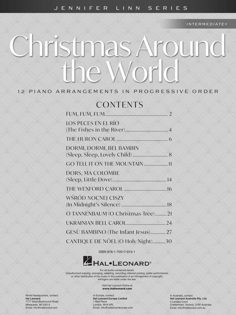 Christmas Around the World: (Arr. Jennifer Linn): Klavier Solo