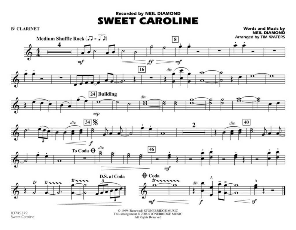 Neil Diamond: Sweet Caroline: (Arr. Tim Waters): Marching Band