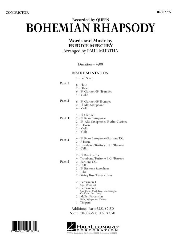 Freddie Mercury: Bohemian Rhapsody: Variables Blasorchester