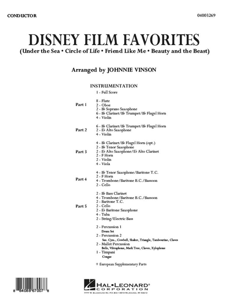 Disney Film Favorites: (Arr. Johnnie Vinson): Variables Blasorchester