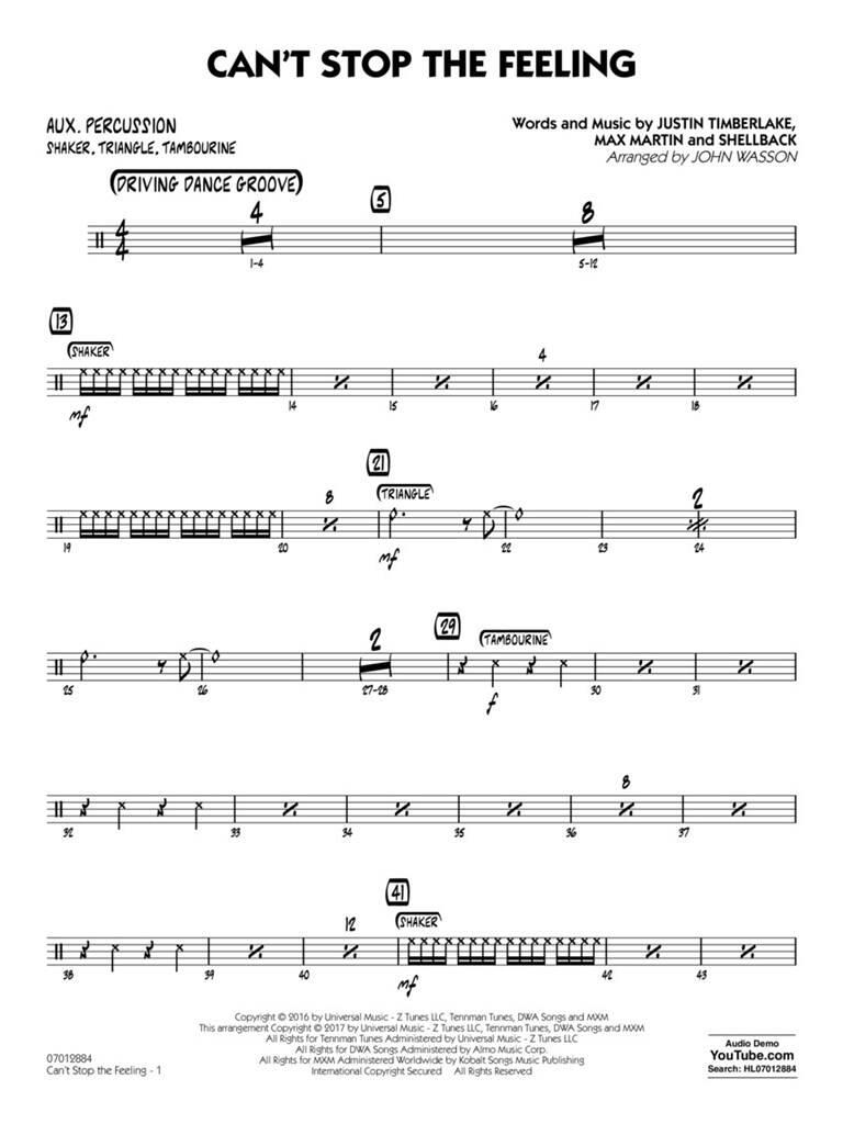 Can't Stop the Feeling: (Arr. John Wasson): Jazz Ensemble