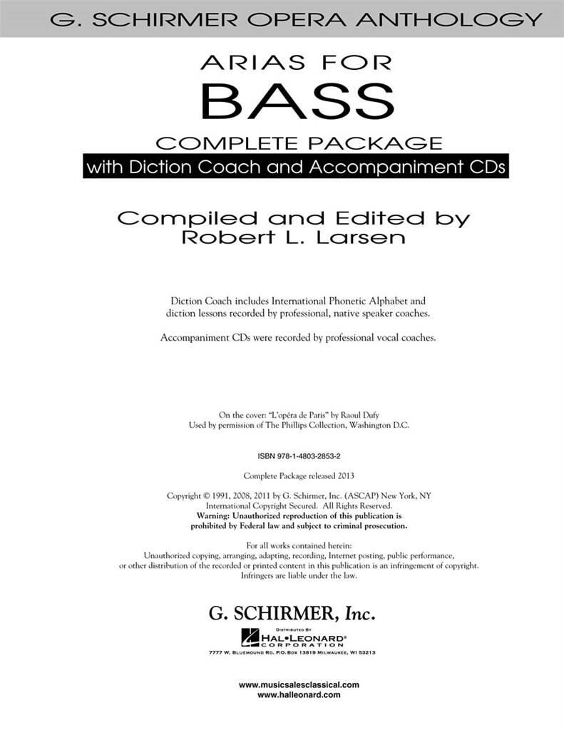 Arias For Bass - Complete Package: Gesang Solo