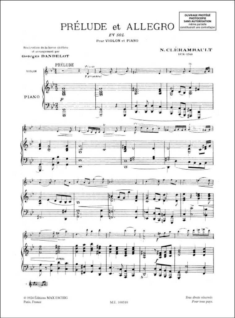 Louis-Nicolas Clérambault: Prélude et Allegro G: Violine mit Begleitung